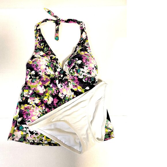NEW 2pc Assets Spanx Tankini Top S; Xhilaration White Bikini S Swimwear #045 - Picture 1 of 3